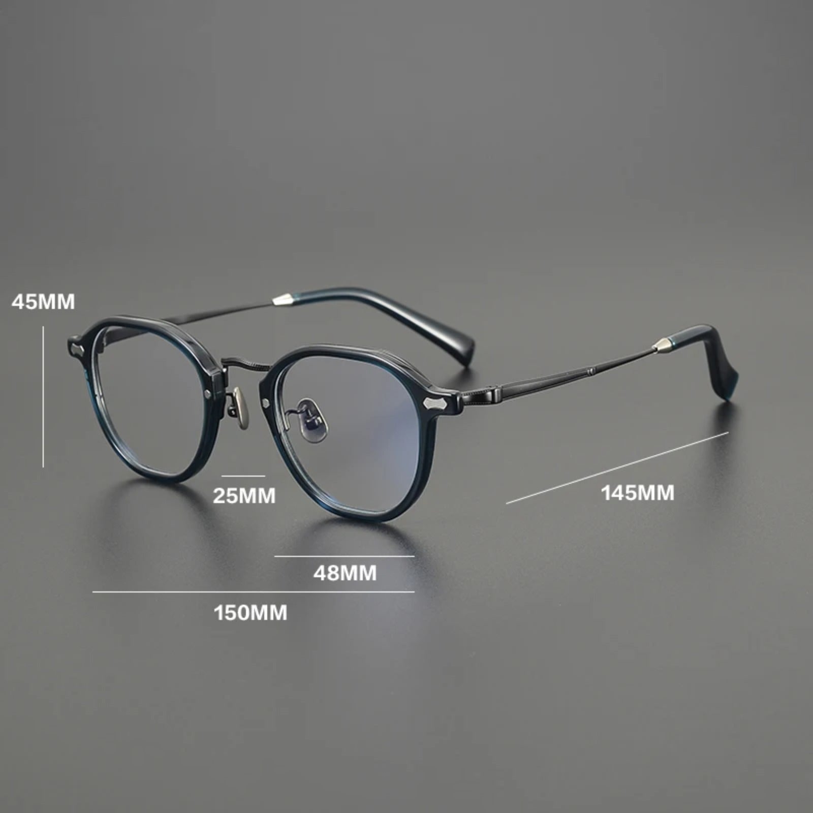 Titanium Marbled Round Prescription Eyeglasses | Ultra-Light Designer Rx Glasses – CINILY UK additional product view