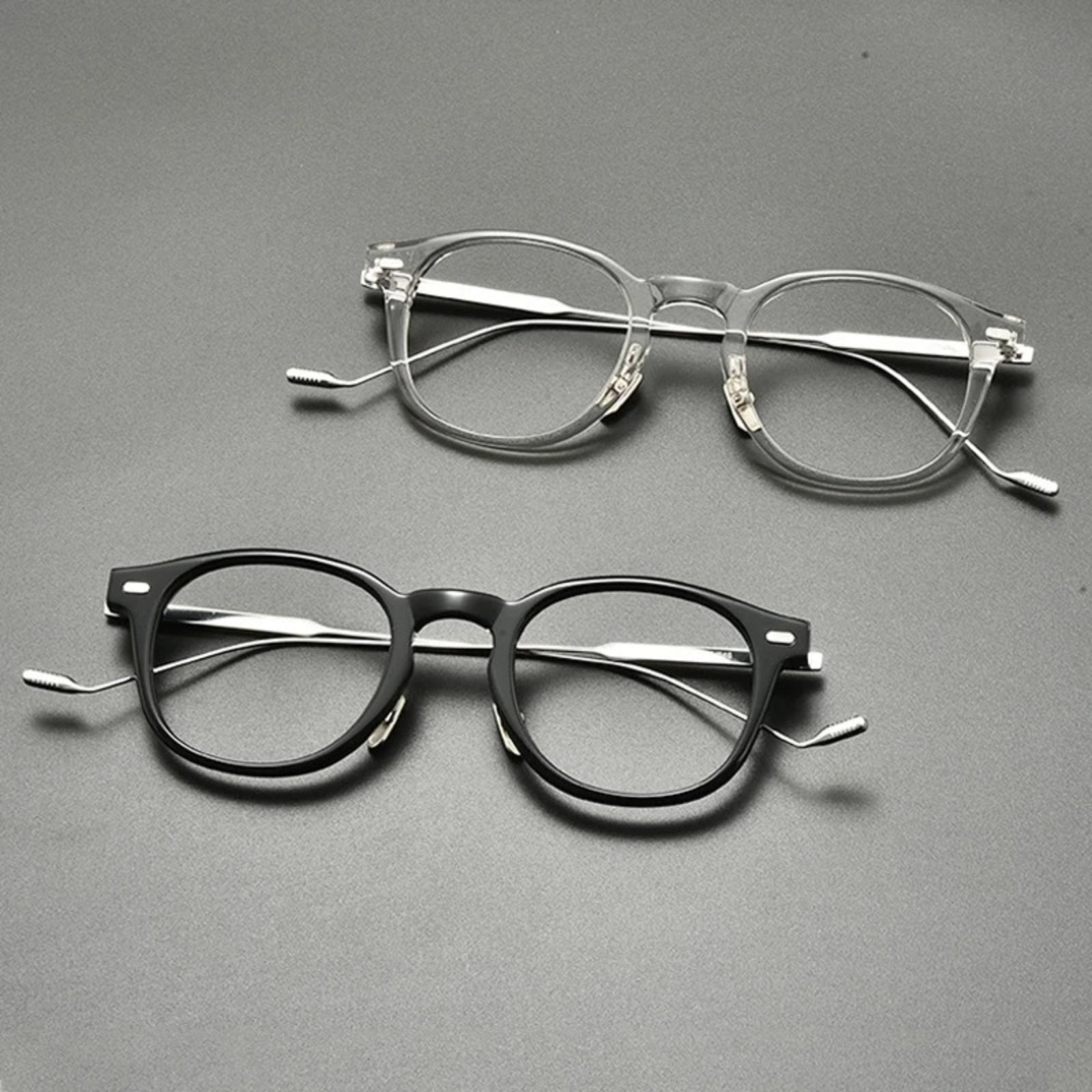 Acetate Titanium Round Prescription Eyeglasses | Retro Designer Rx Glasses – CINILY UK temple detail