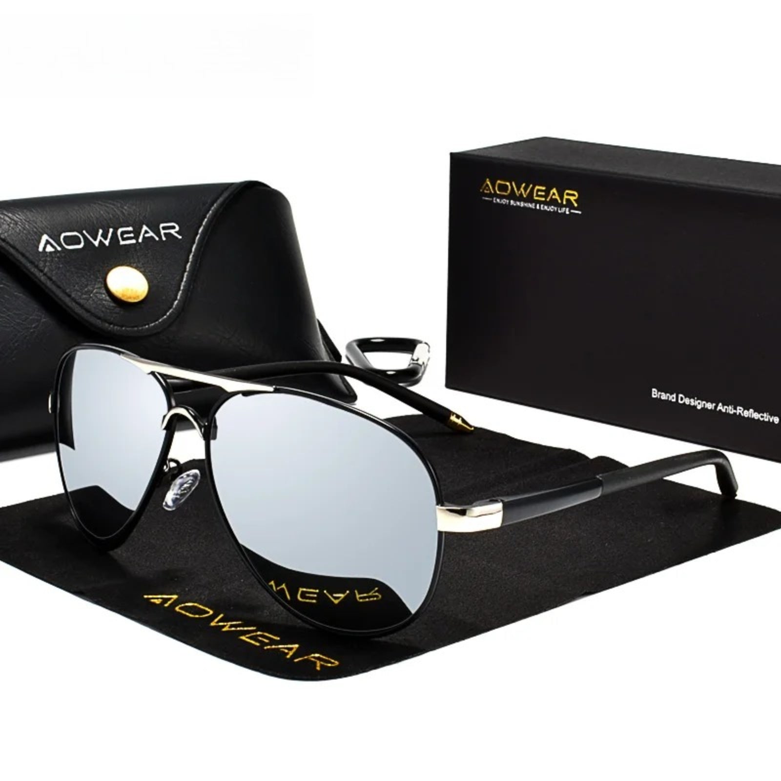 Pilot Polarized Mirror UV400 Sunglasses | HD Driving Aviator Shades – CINILY UK - silver