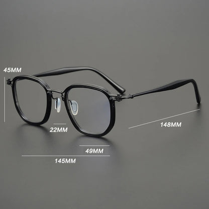 Titanium Acetate Patchwork Square Prescription Eyeglasses | Retro Optical Frame for Rx Lenses – CINILY UK lens detail