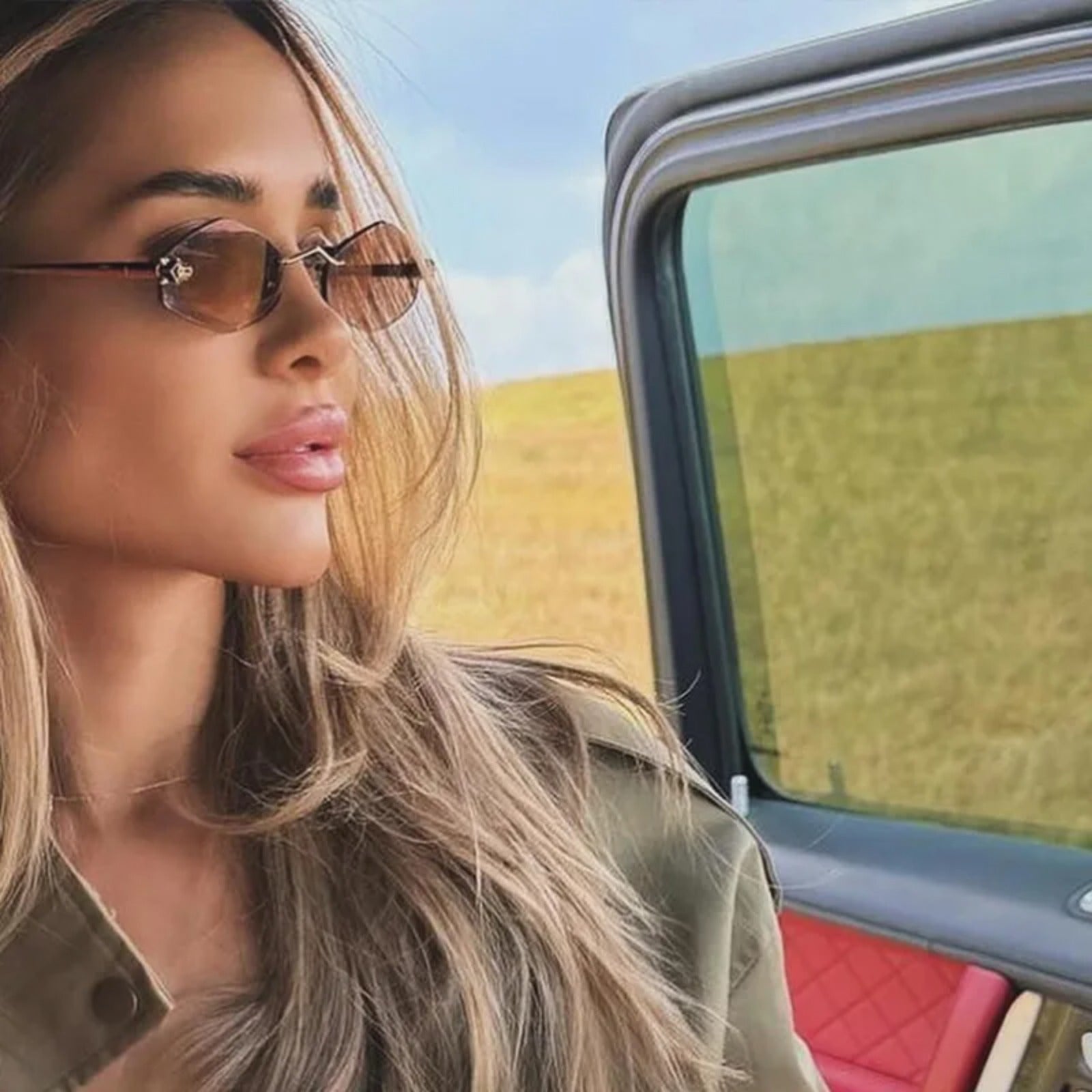 Rimless Polygon UV400 Sunglasses | Luxury Women’s Vintage Shades – CINILY UK additional product view