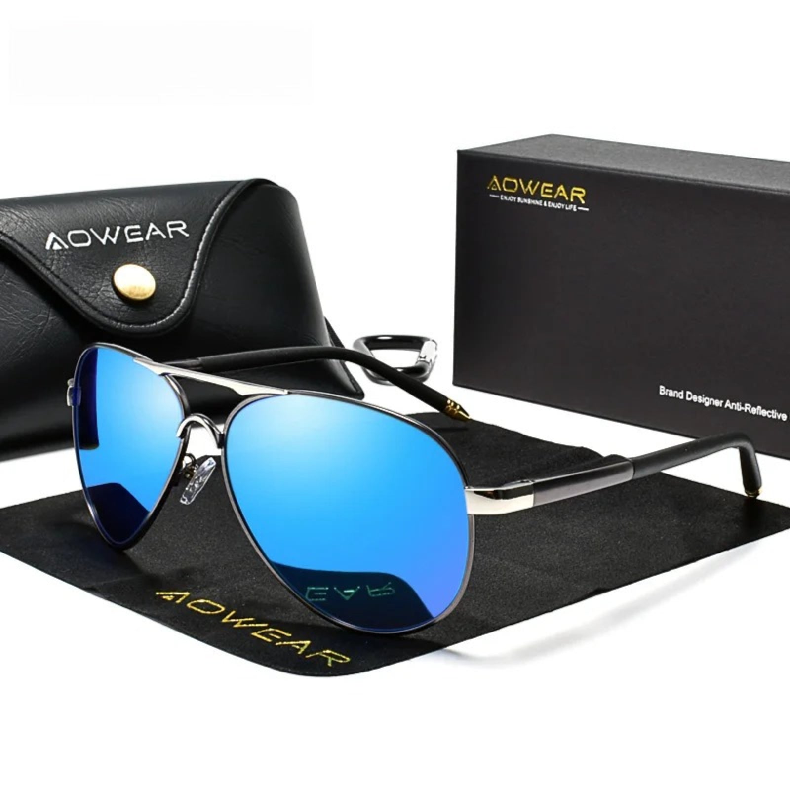 Pilot Polarized Mirror UV400 Sunglasses | HD Driving Aviator Shades – CINILY UK - Blue
