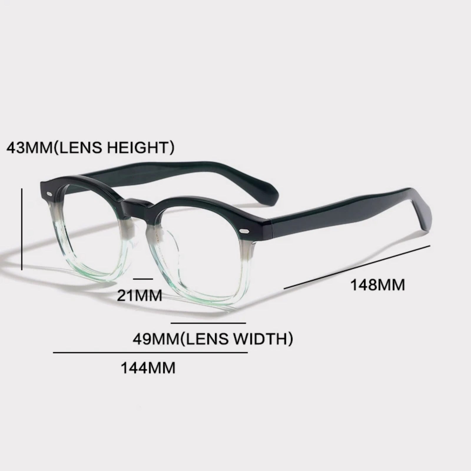 Acetate Amber Square Eyeglasses | Handmade Retro Optical Frames – CINILY UK temple detail