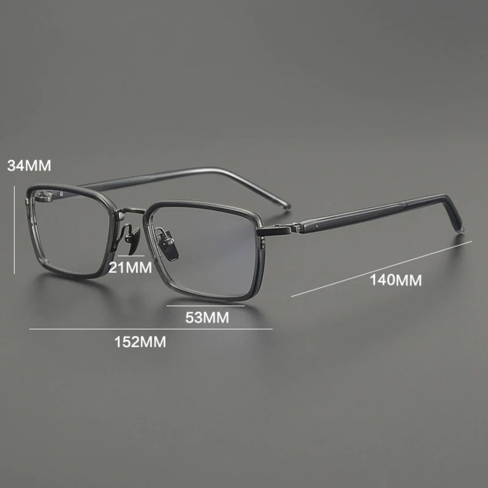 Titanium Acetate Browline Square Prescription Eyeglasses | Lightweight Designer Rx Glasses – CINILY UK additional product view