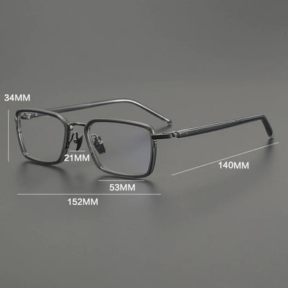 Titanium Acetate Browline Square Prescription Eyeglasses | Lightweight Designer Rx Glasses – CINILY UK additional product view