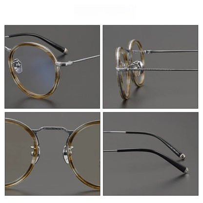 Titanium Tortoise Round Prescription Eyeglasses | Handmade Optical Frame for Rx Lenses – CINILY UK temple detail