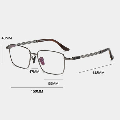 Titanium Wood-Accent Square Prescription Eyeglasses | Lightweight Optical Frame for Rx Lenses – CINILY UK temple detail