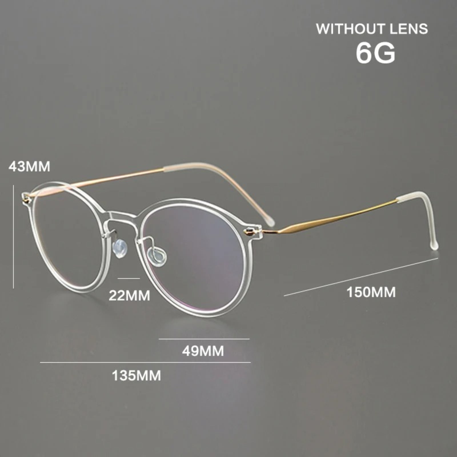 Titanium Transparent Round Eyeglasses | Ultra-Light Minimal Optical Frames – CINILY UK additional product view