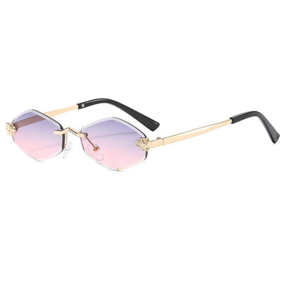Rimless Polygon UV400 Sunglasses | Luxury Women’s Vintage Shades – CINILY UK front view