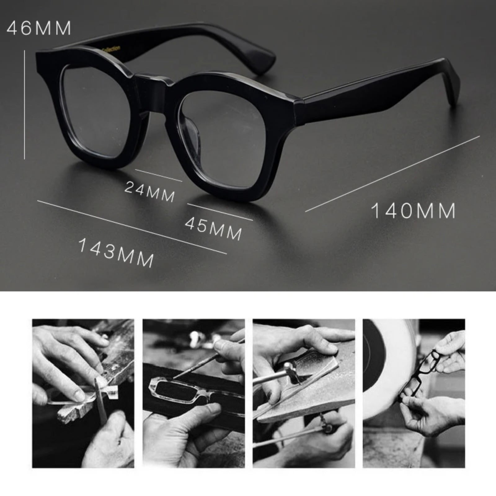 Acetate 1960s Panto Prescription Eyeglasses | Vintage Optical Frame for Rx Lenses – CINILY UK temple detail