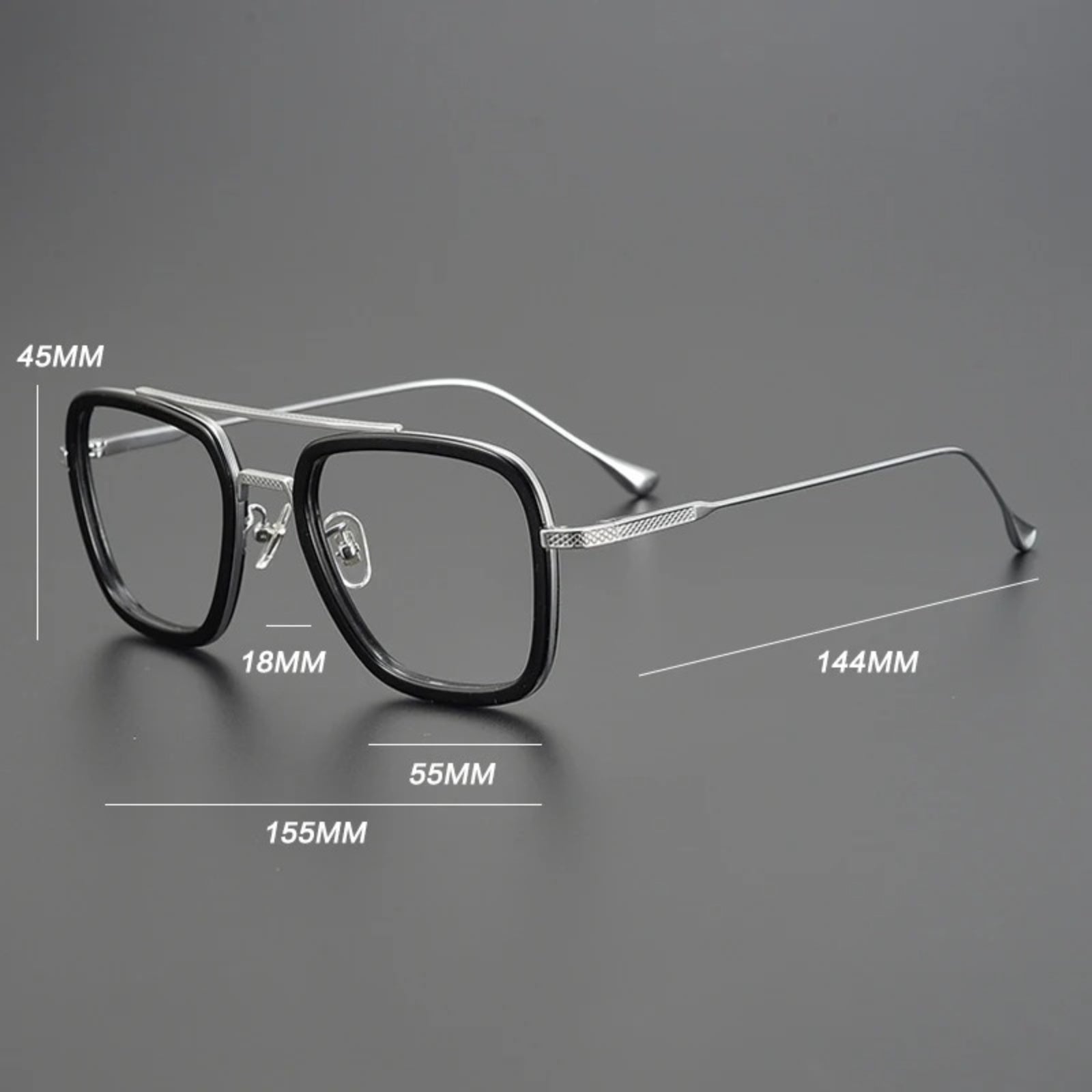 Titanium Acetate Bold Square Prescription Eyeglasses | Retro Designer Rx Glasses – CINILY UK lens detail