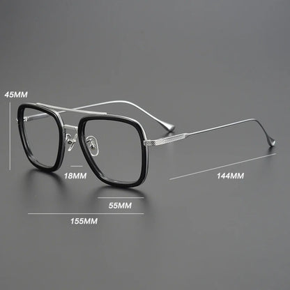 Titanium Acetate Bold Square Prescription Eyeglasses | Retro Designer Rx Glasses – CINILY UK lens detail