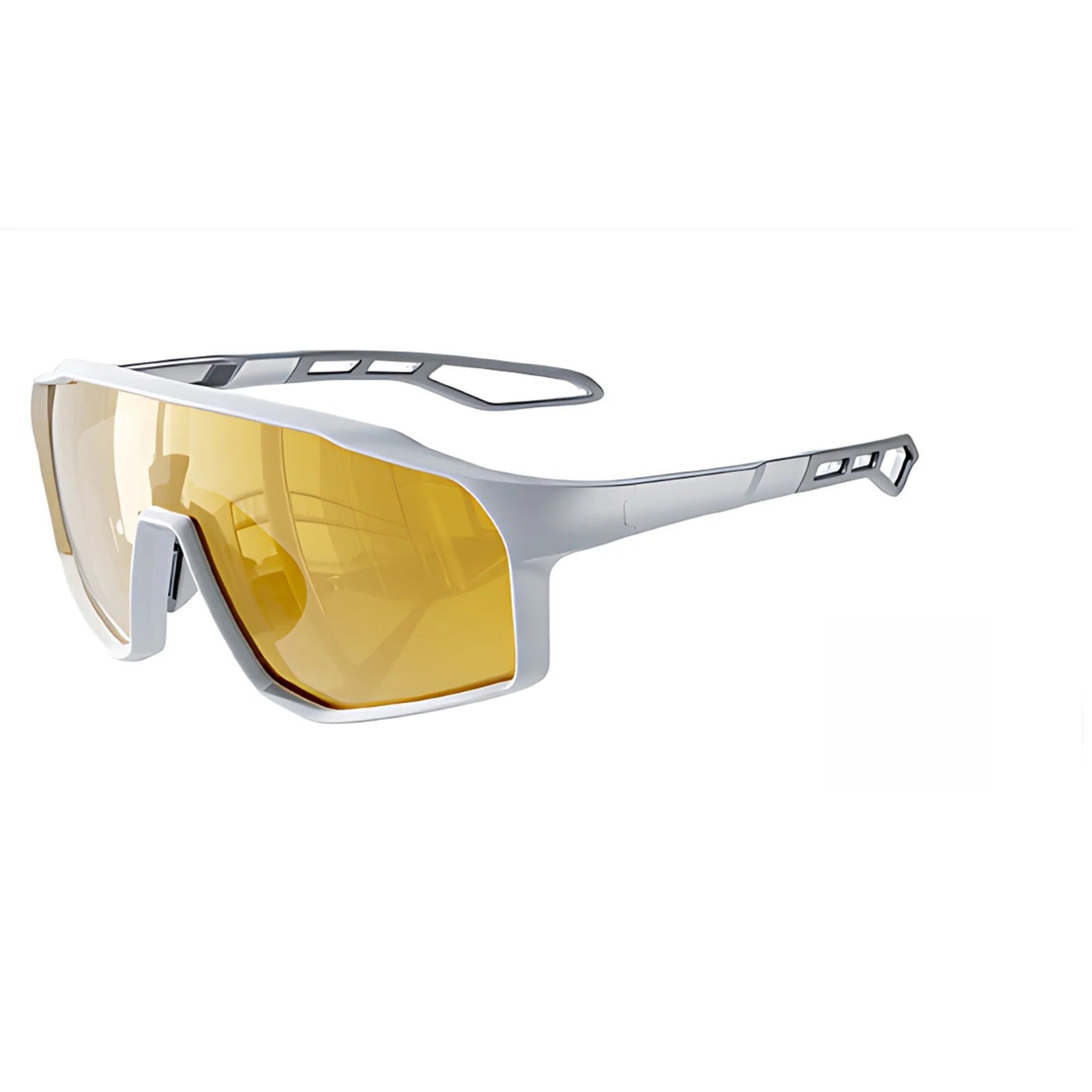 TR90 Angular Shield Sports Sunglasses with PC Lens for Cycling and Outdoor Use - Yellow