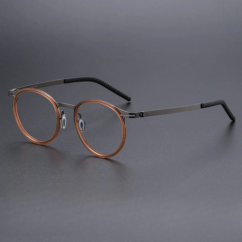 Vintage Round Reading Prescription Glasses Photochromic Anti-Blue Light - Bronze