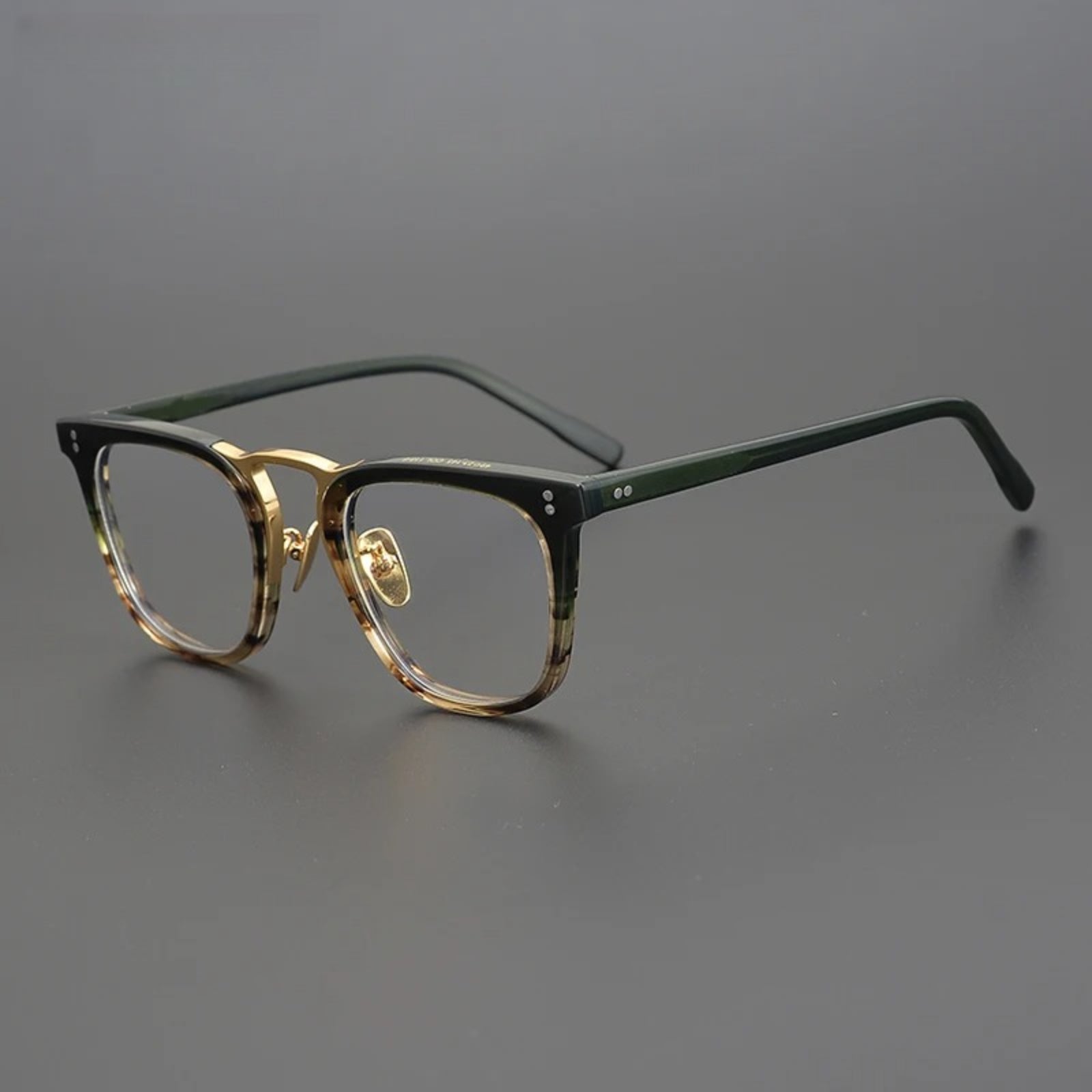Acetate Green Patchwork Square Prescription Eyeglasses | Retro Optical Frame for Rx Lenses – CINILY UK side view