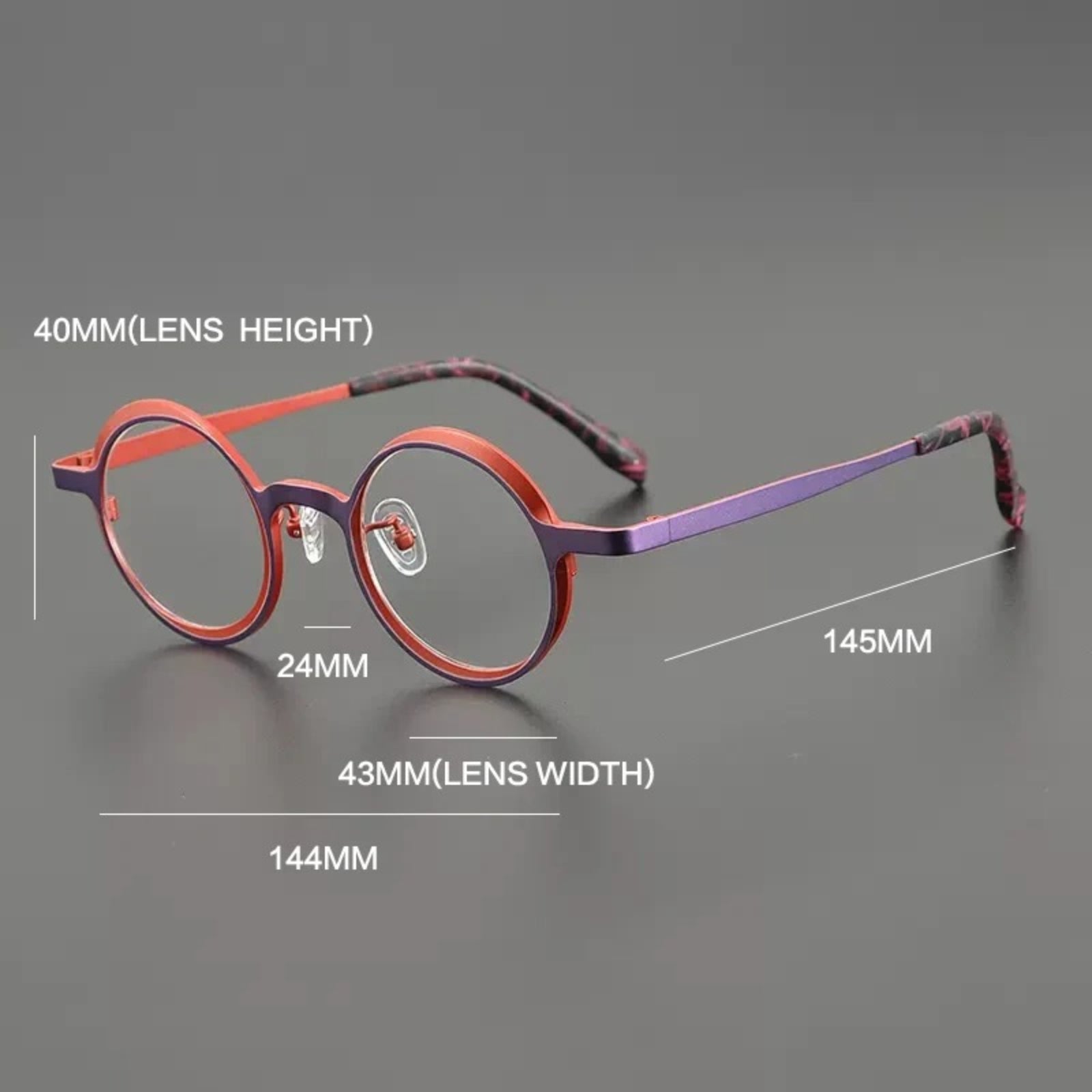 Titanium Colour-Accent Round Prescription Eyeglasses | Creative Lightweight Rx Glasses – CINILY UK temple detail