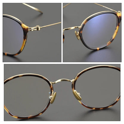 Titanium Retro Round Prescription Eyeglasses | Ultra-Light Designer Rx Glasses – CINILY UK additional product view
