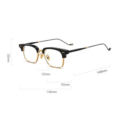 Acetate Transparent Half-Rim Square Prescription Eyeglasses | Vintage Browline Rx Glasses – CINILY UK side view