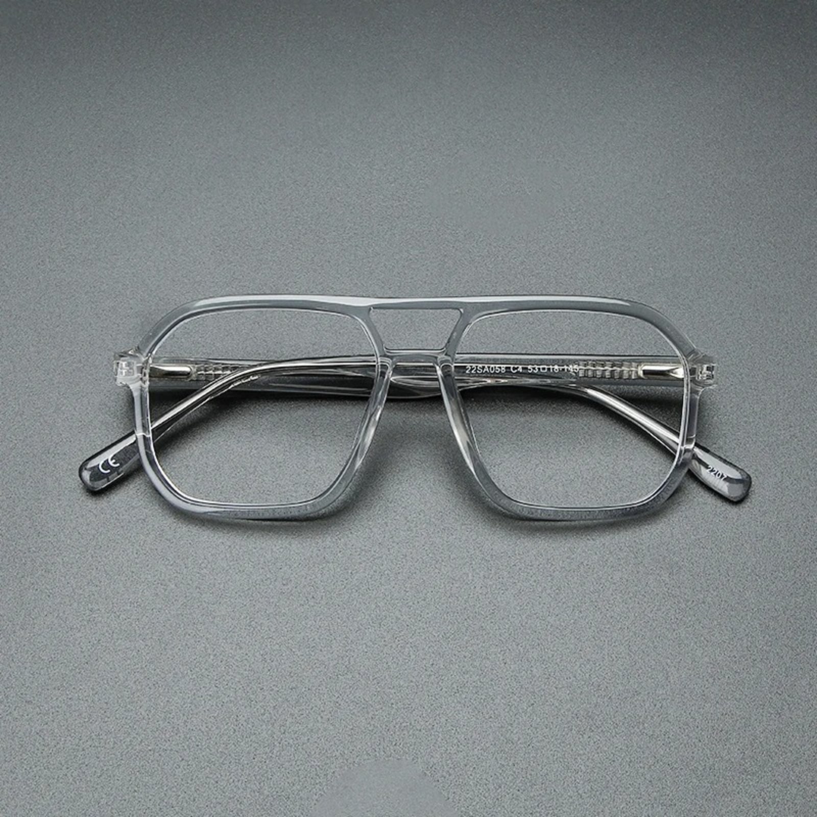 Acetate Double-Bridge Pilot Prescription Eyeglasses | Retro Optical Frame for Rx Lenses – CINILY UK lens detail
