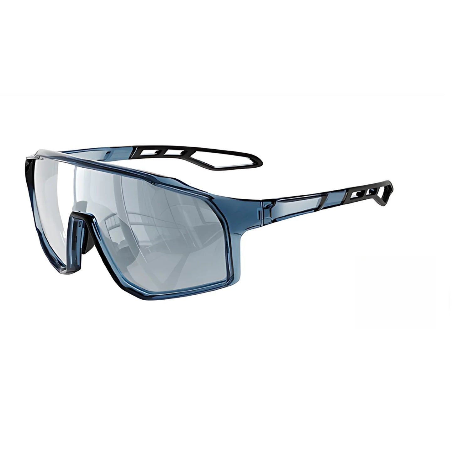 TR90 Geometric Shield Sports Sunglasses with PC Lens for Cycling and Running