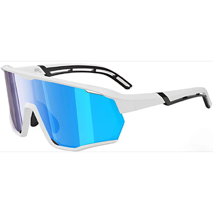 TR90 Cylindrical Angular Shield Sports Sunglasses with PC Lens for Outdoor Use lens detail