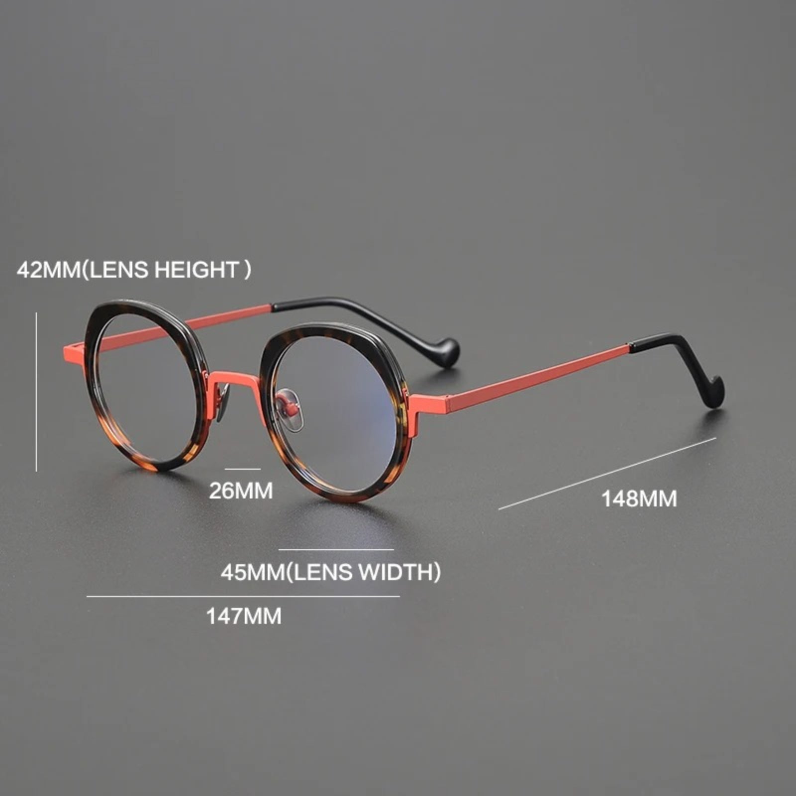 Titanium Colour-Accent Round Prescription Eyeglasses | Ultra-Light Designer Rx Glasses – CINILY UK temple detail