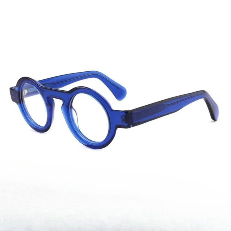 Handmade Acetate Round Prescription Glasses | Photochromic & Anti-Blue Light Options - Blue