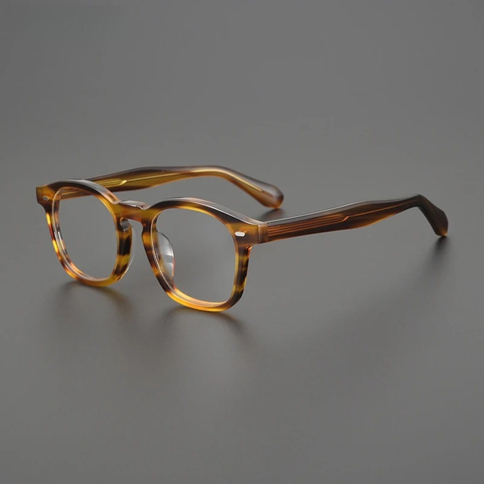 Acetate Amber Square Eyeglasses | Handmade Retro Optical Frames – CINILY UK side view