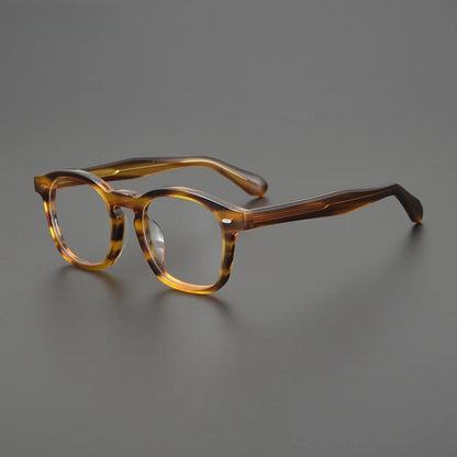 Acetate Amber Square Eyeglasses | Handmade Retro Optical Frames – CINILY UK side view