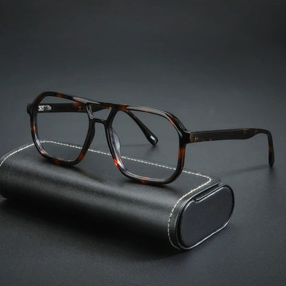 Acetate Double-Bridge Pilot Prescription Eyeglasses | Retro Optical Frame for Rx Lenses – CINILY UK side view