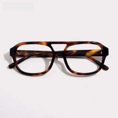 Acetate Tortoise Double-Bridge Pilot Prescription Eyeglasses | Bold Retro Rx Glasses – CINILY UK frame detail