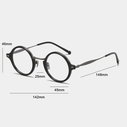 Titanium Acetate Windsor Round Prescription Eyeglasses | Retro Optical Frame for Rx Lenses – CINILY UK frame detail