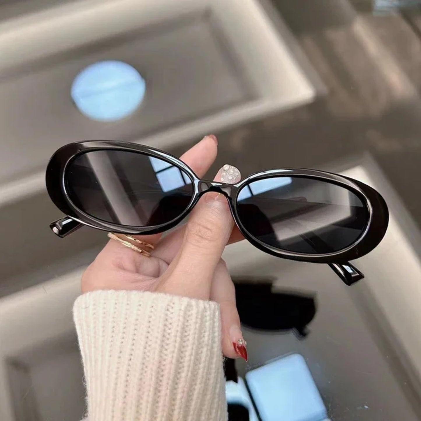 Plastic Leopard Oval Mirror Sunglasses