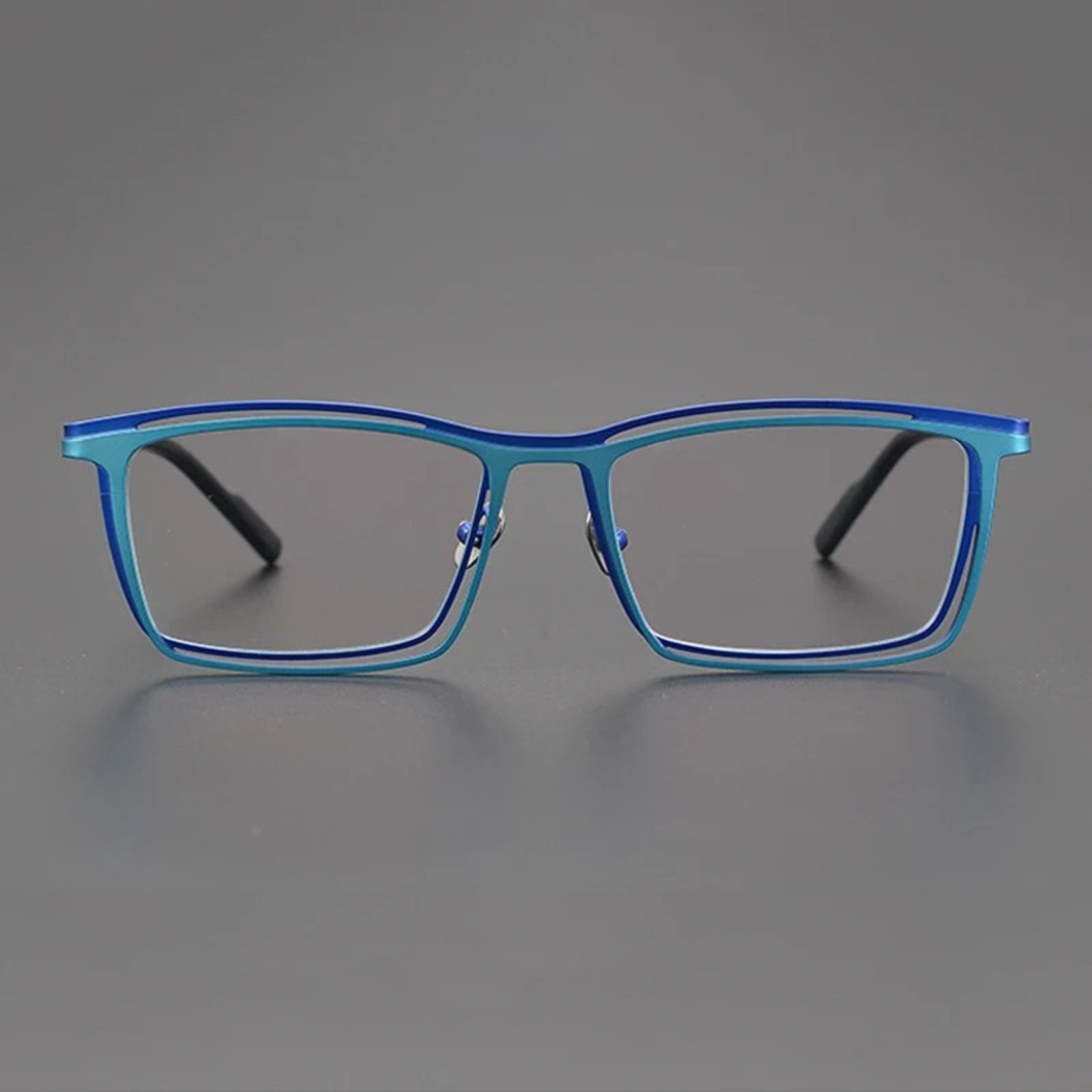 Titanium Electric Blue Square Prescription Eyeglasses | Bold Lightweight Rx Glasses – CINILY UK front view
