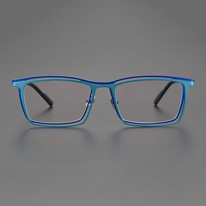 Titanium Electric Blue Square Prescription Eyeglasses | Bold Lightweight Rx Glasses – CINILY UK front view