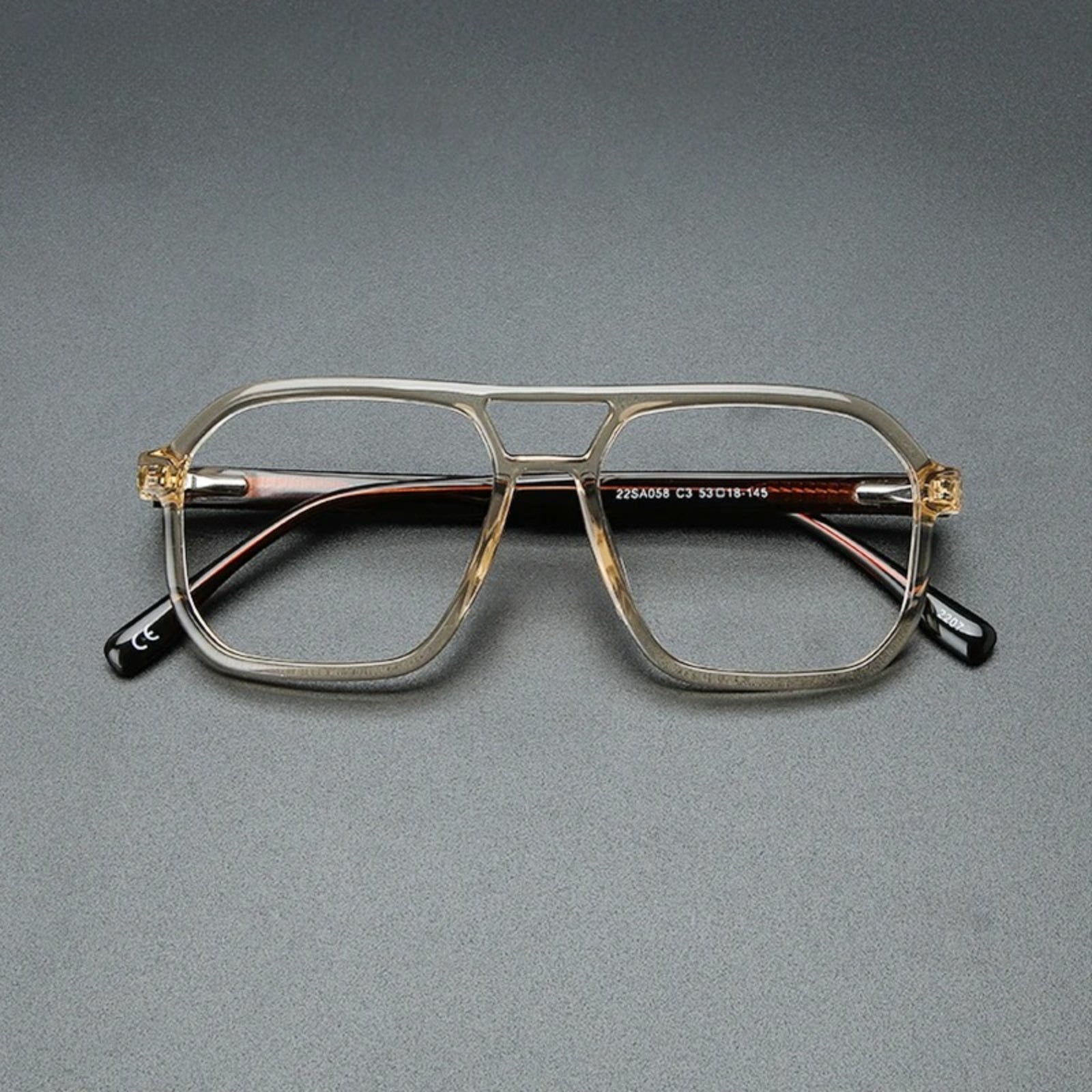 Acetate Double-Bridge Pilot Prescription Eyeglasses | Retro Optical Frame for Rx Lenses – CINILY UK front view