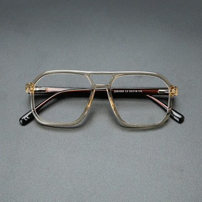 Acetate Double-Bridge Pilot Prescription Eyeglasses | Retro Optical Frame for Rx Lenses – CINILY UK front view