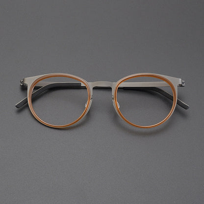 Vintage Round Titanium Glasses Frames side view