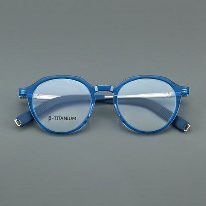 Retro Round Titanium Alloy Glasses Frames side view