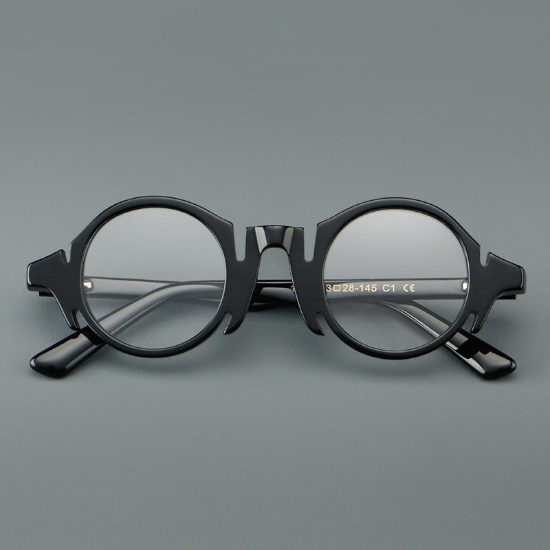 Retro Acetate Wood-Grain Effect Glasses Frames