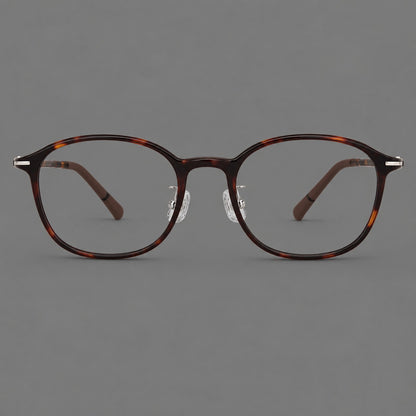 Soft square plastic eyeglasses with a raised browline and rounded lower corners in Tortoiseshell, front view additional product view