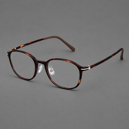 Soft square plastic eyeglasses with a raised browline and rounded lower corners in Tortoiseshell, three quarter view additional product view