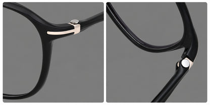 Soft square plastic eyeglasses with a raised browline and rounded lower corners, frame details additional product view