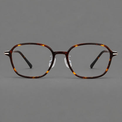 Rounded geometric plastic eyeglasses with softly angled rims and a curved bridge in Tortoiseshell, front view additional product view