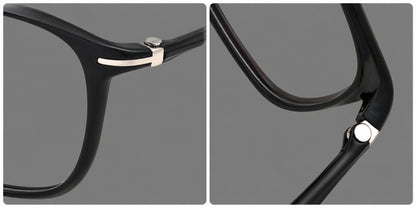 Vintage soft square plastic eyeglasses with deep lenses and a gently arched bridge, frame details additional product view