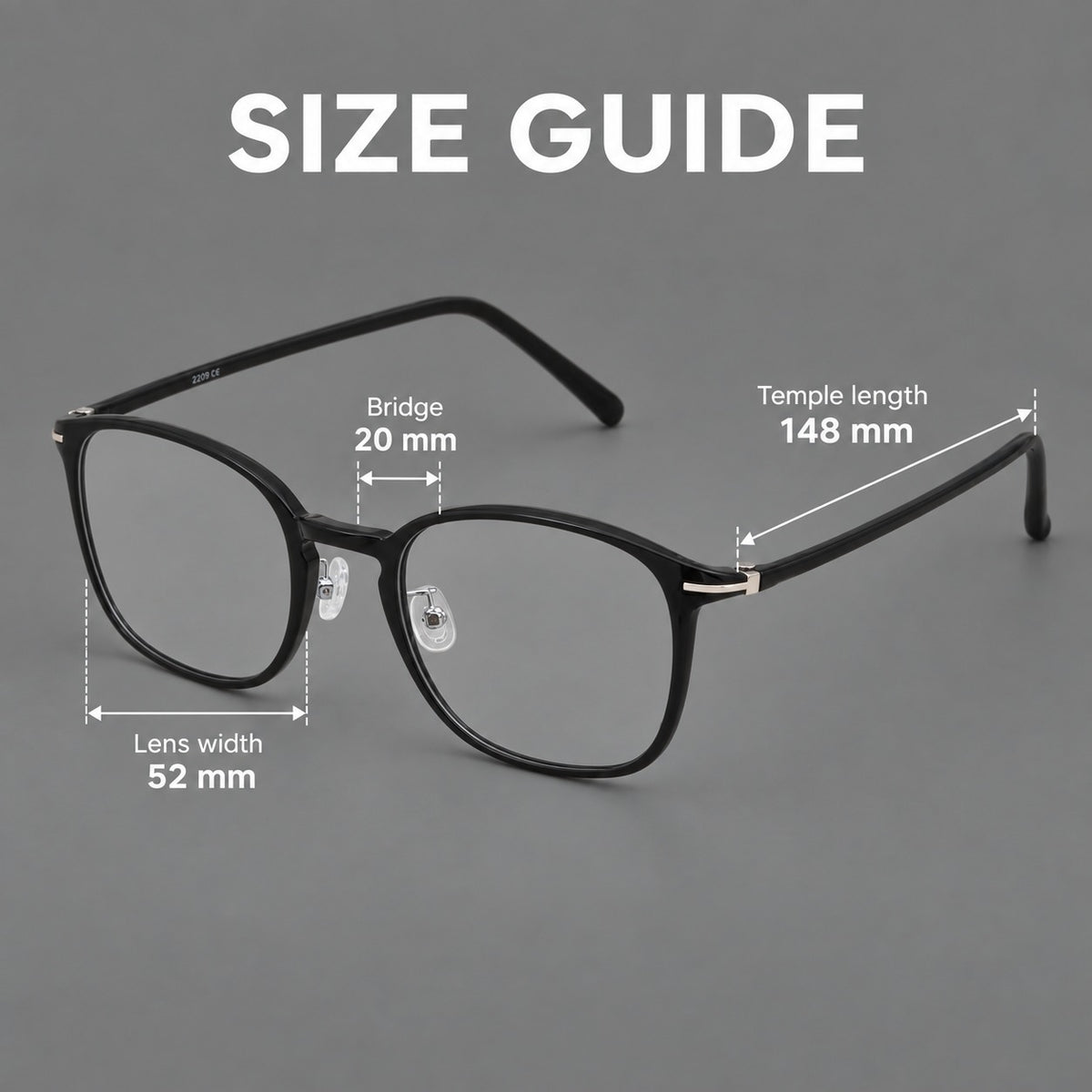 Vintage soft square plastic eyeglasses with deep lenses and a gently arched bridge, size guide in millimetres