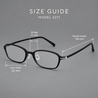 Soft oval plastic eyeglasses with a narrow bridge and gently rounded outer corners, size guide in millimetres additional product view