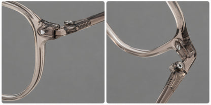 Soft square plastic eyeglasses with rounded lower rims and a broad curved bridge, frame details additional product view