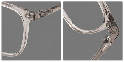 Classic soft square plastic eyeglasses with a gently curved browline and corner studs, frame details additional product view