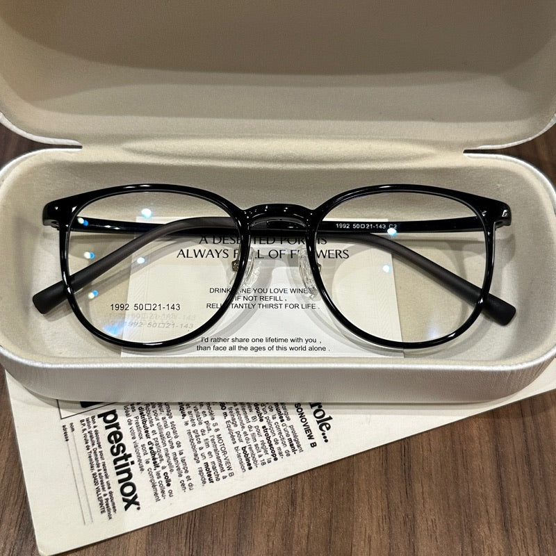Wide Square Eyeglass Frames with Rounded Corners, Translucent and Soli - Black